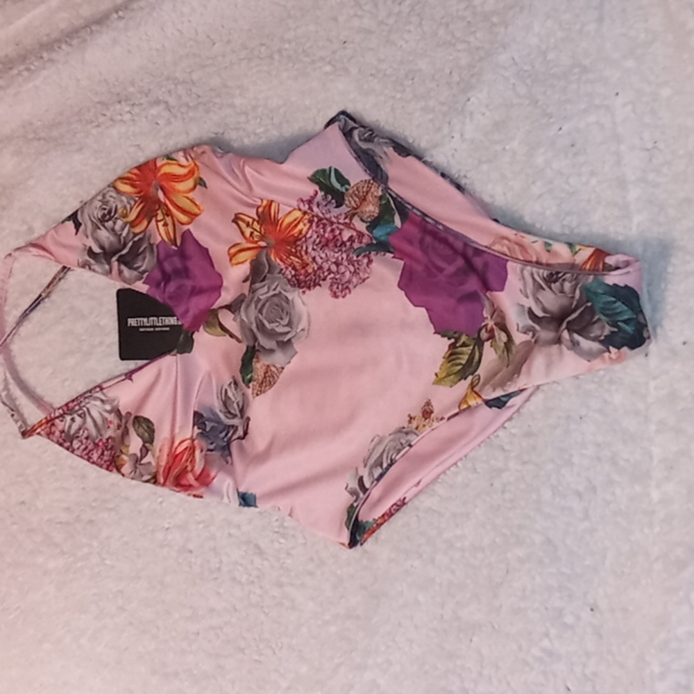 PRETTY LITTLE THING Pink Jewel Cross Back Plunge Swimsuit